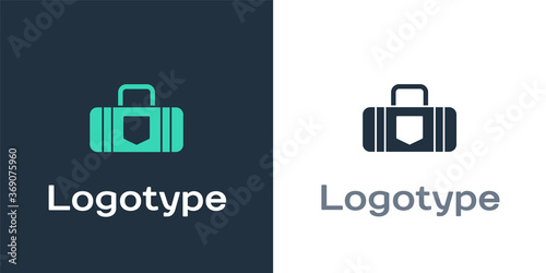 Logotype Suitcase for travel icon isolated on white background. Traveling baggage sign. Travel luggage icon. Logo design template element. Vector Illustration.