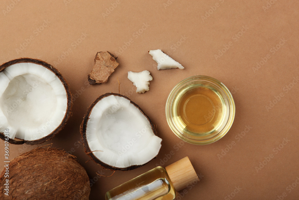 coconut oil and coconuts on the table
coconut oil and coconuts on the table