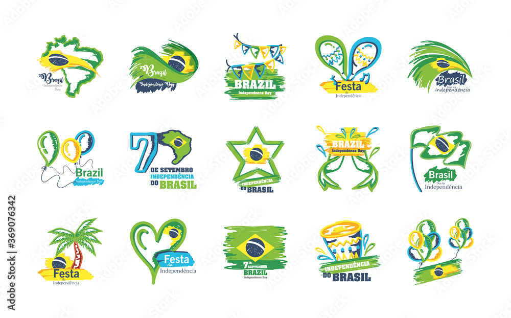 bundle of brazil independence day icons bundle of brazil independence day icons