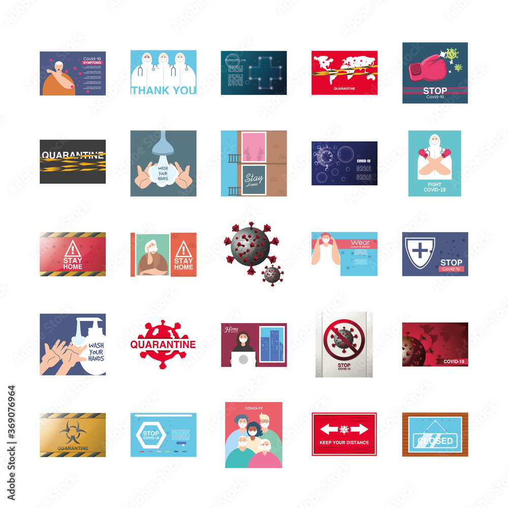 set of icons campaign stay at home, coronavirus prevention set of icons campaign stay at home, coronavirus prevention