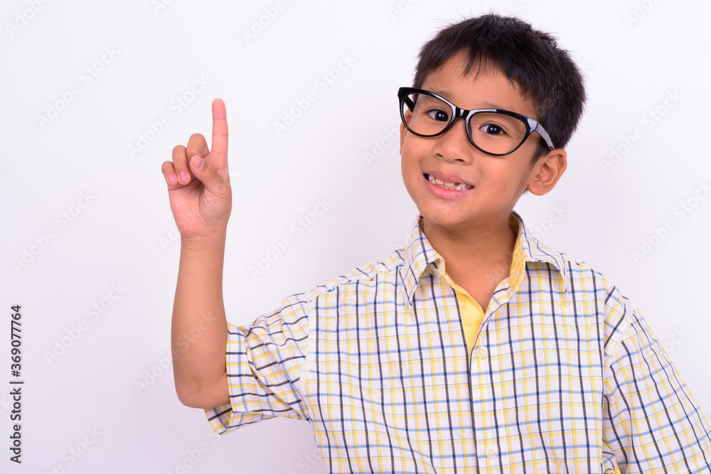 Portrait of cute Asian boy with eyeglasses as student Portrait of cute Asian boy with eyeglasses as student