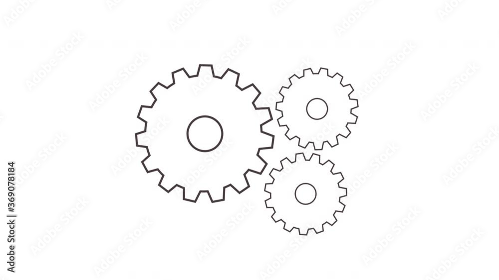 Engine gears wheels rotating animation on blueprint animation. Working process concept. Symbol of teamwork with Alpha channel Engine gears wheels rotating animation on blueprint animation. Working process concept. Symbol of teamwork with Alpha channel