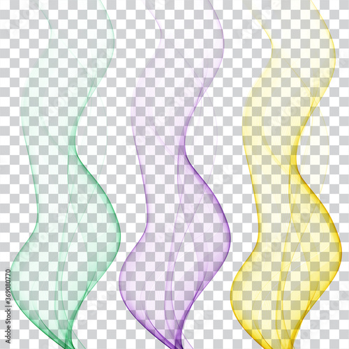 Set of colored smoky waves. Abstract vector graphics. eps 10