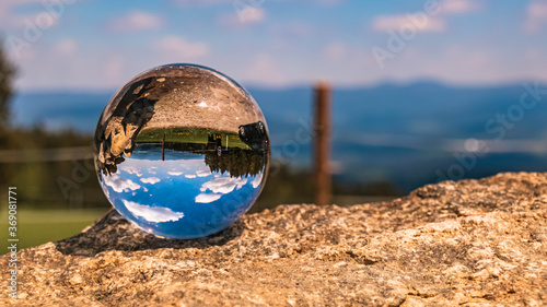 Crystal ball landscape shot near Saint Englmar, Bavarian forest, Bavaria, Germany © Martin Erdniss