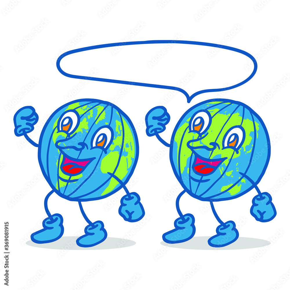 Fototapeta premium Character Globe gets excited