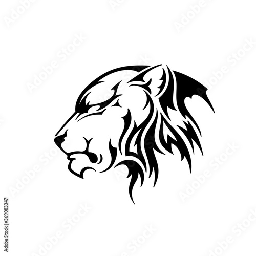 Lioness Head. Silhouette Vector Illustration