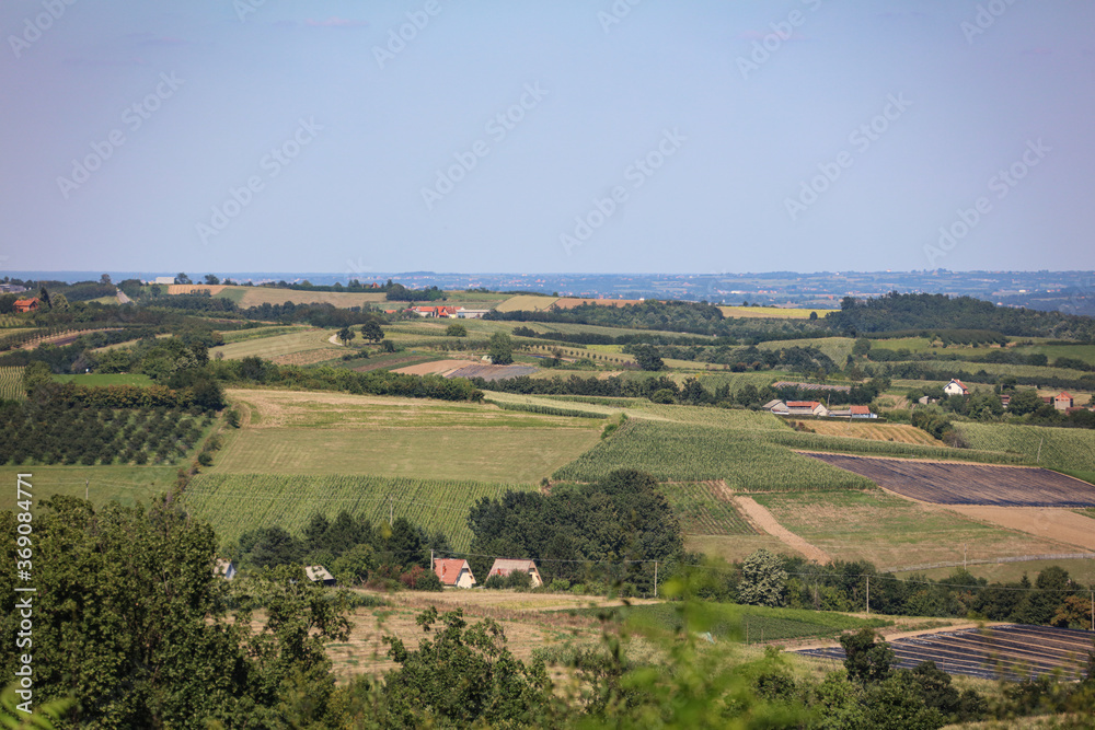 aerial view of a village in Serbia ex Yugoslavia