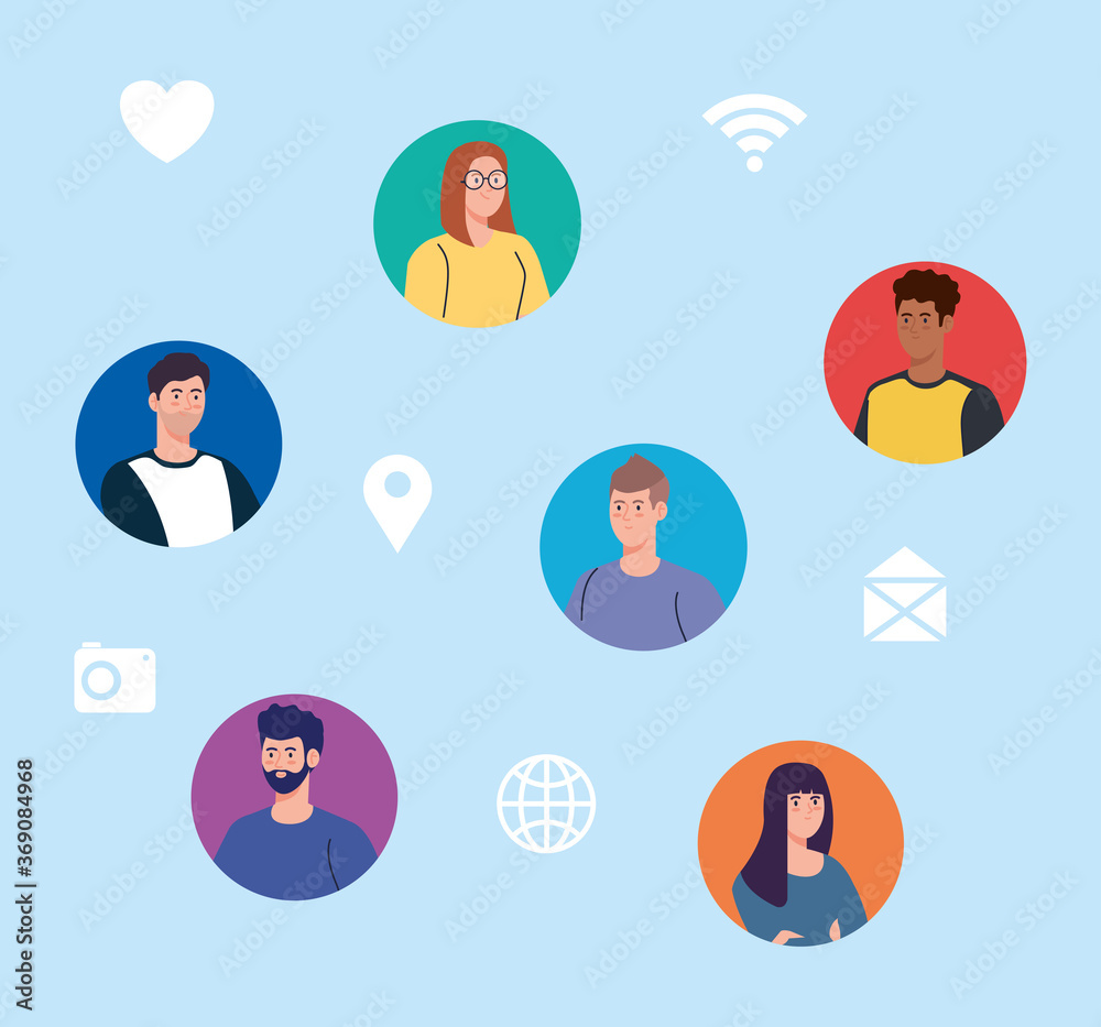 social network, young people connected by digitally, communicate and global concept social network, young people connected by digitally, communicate and global concept