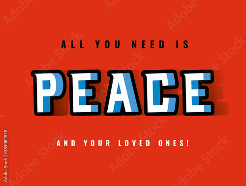 all you need is peace lettering design, typography retro and comic theme Vector illustration