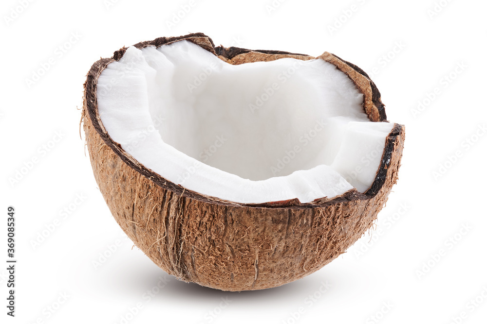 Half of coconut isolated on white background Half of coconut isolated on white background