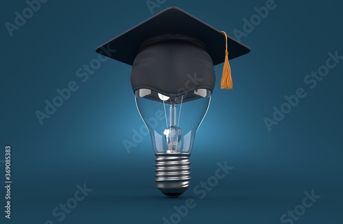 Light bulb with mortarboard photo
