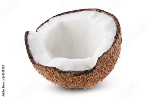 Half of coconut isolated on white background             