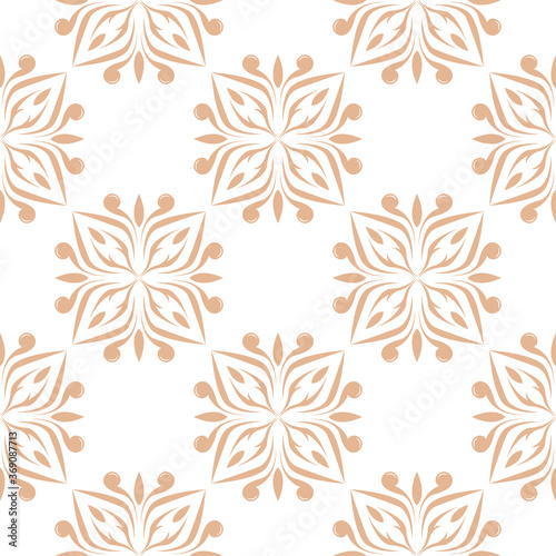 Floral seamless pattern. Beige flowers on white background © Liudmyla