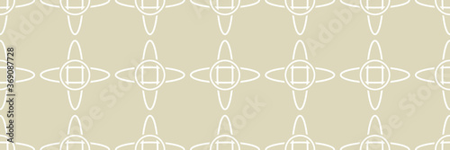 Geometric seamless round pattern. White design on long olive green background