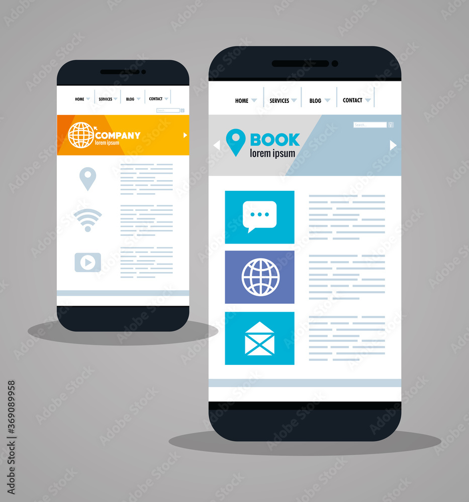 mockup responsive web, concept website development in different smartphones mockup responsive web, concept website development in different smartphones
