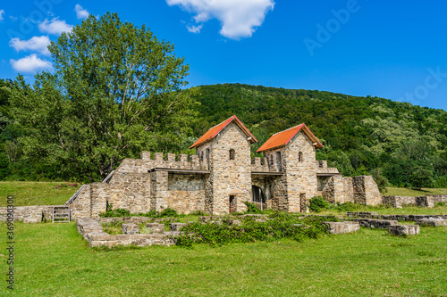 Ruins of Arutela roman castrum on the banks of river Olt near Calimanesti, Wallachia region, Romania