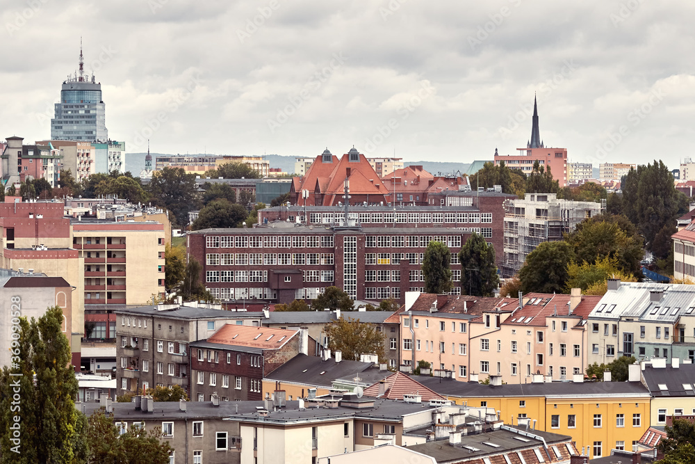 Szczecin cityscape, color toning applied, Poland.