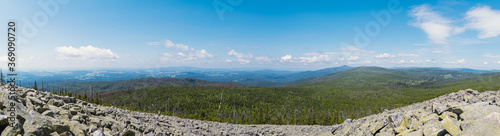 Panorama view from the Lusen in the Bavarian Forest  Germany