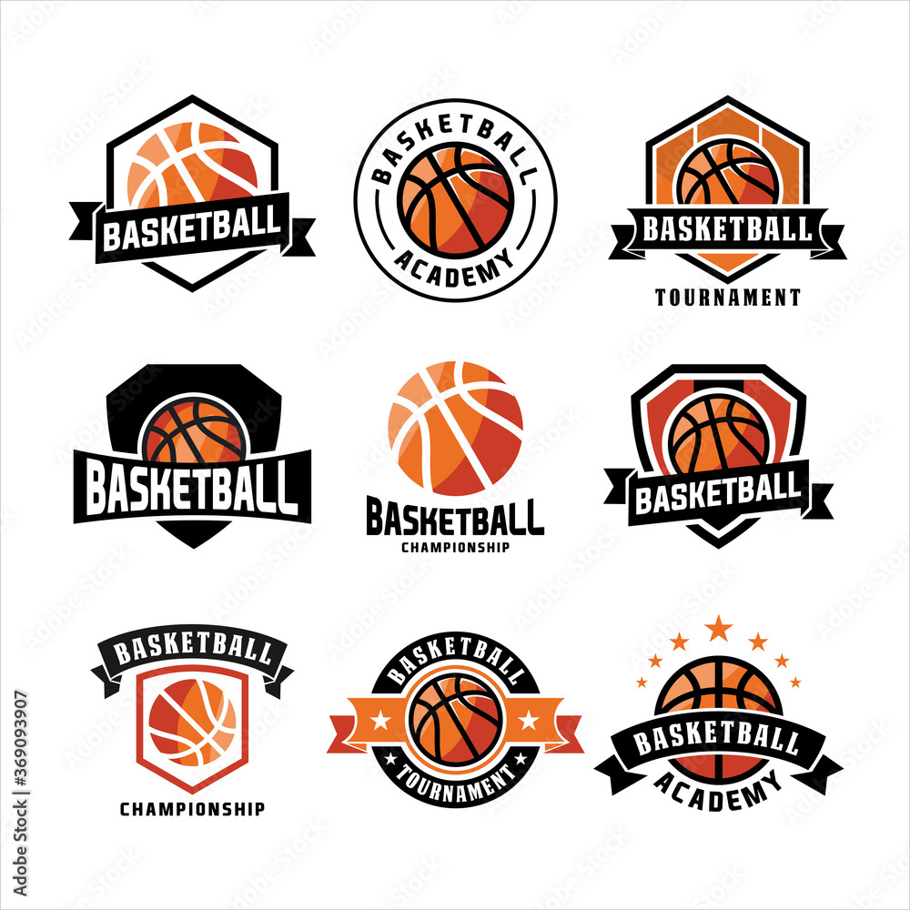 Basketball logo, emblem set collections, designs templates on a white background