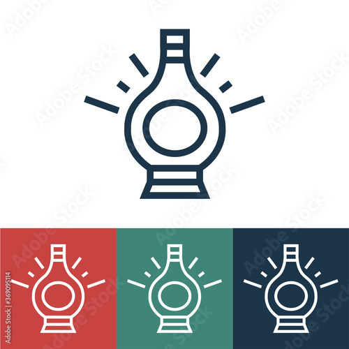 Linear vector icon with bottle of cognac