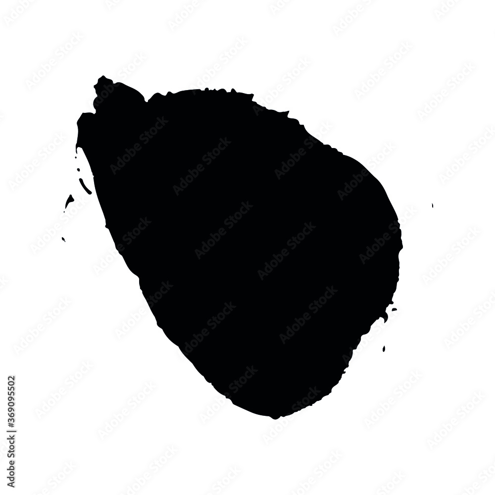Abstract grunge black paint brush stroke silhouette on a white