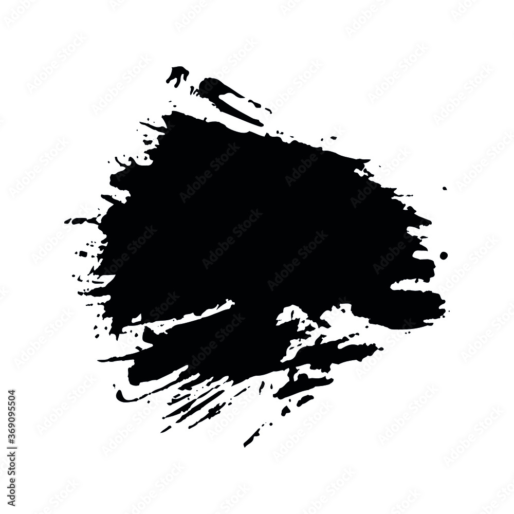 Abstract grunge black paint brush stroke silhouette on a white