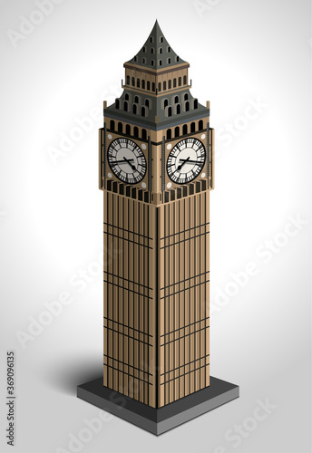 Vector illustration of Big Ben tower isolated on white background.