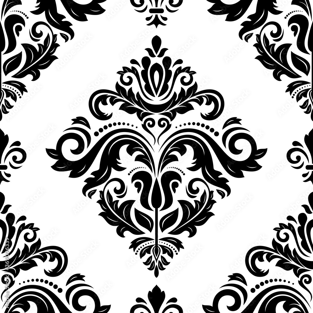 Classic seamless pattern. Damask orient ornament. Classic vintage background. Orient black and white ornament for fabric, wallpaper and packaging