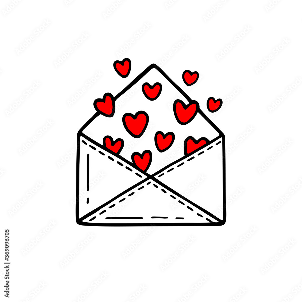 Message with love. Mail icons elements in doodle style. Envelopes for Love card. Hand drawing sketch letters. Valentine's day symbol. Message with love. Mail icons elements in doodle style. Envelopes for Love card. Hand drawing sketch letters. Valentine's day symbol.