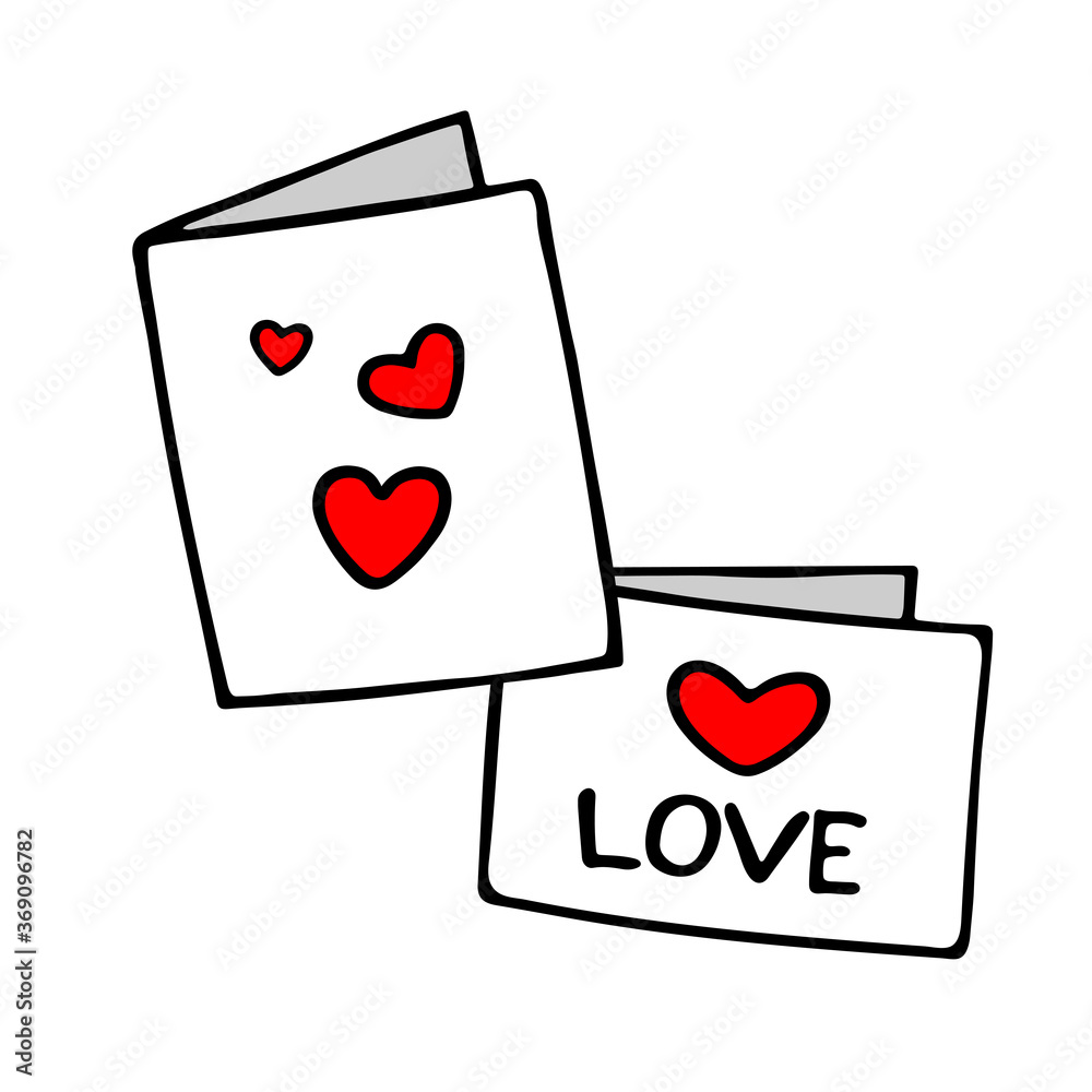With love. Post card icons element in doodle style. Hand drawing sketch card. Valentine's day theme. With love. Post card icons element in doodle style. Hand drawing sketch card. Valentine's day theme.