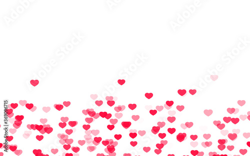 Valentine day pink red hearts on white background.