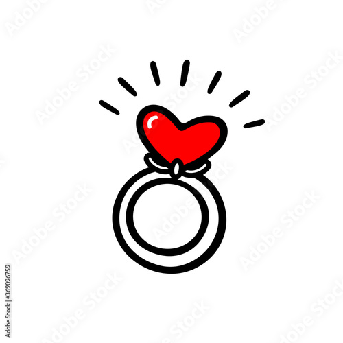 Engagement ring vector illustration. Love and wedding theme. Valentine's day and hen-party Icon. 