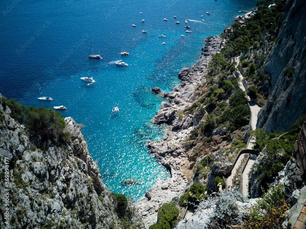 vista dall'alto del mare di Capri