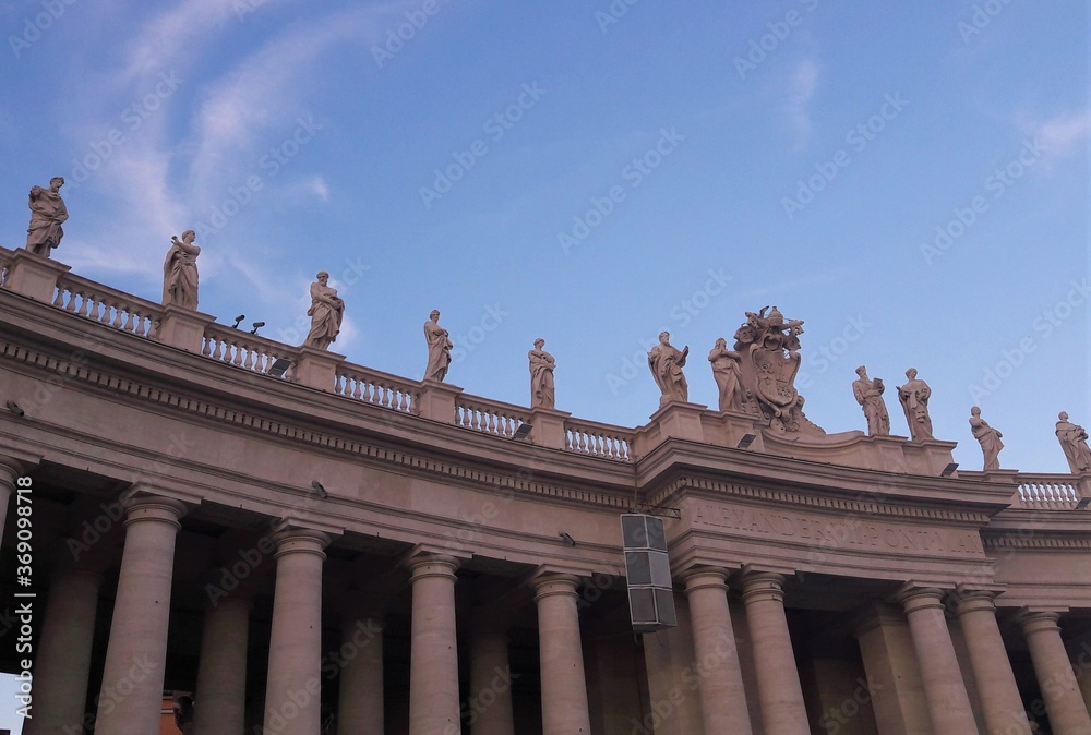 Details of the statues in St. Peter's Square in the Vatican
