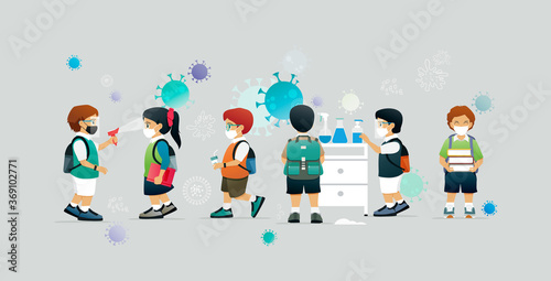Students prevent Covit-19 infection by wearing a mask and washing their hands with alcohol gel.
