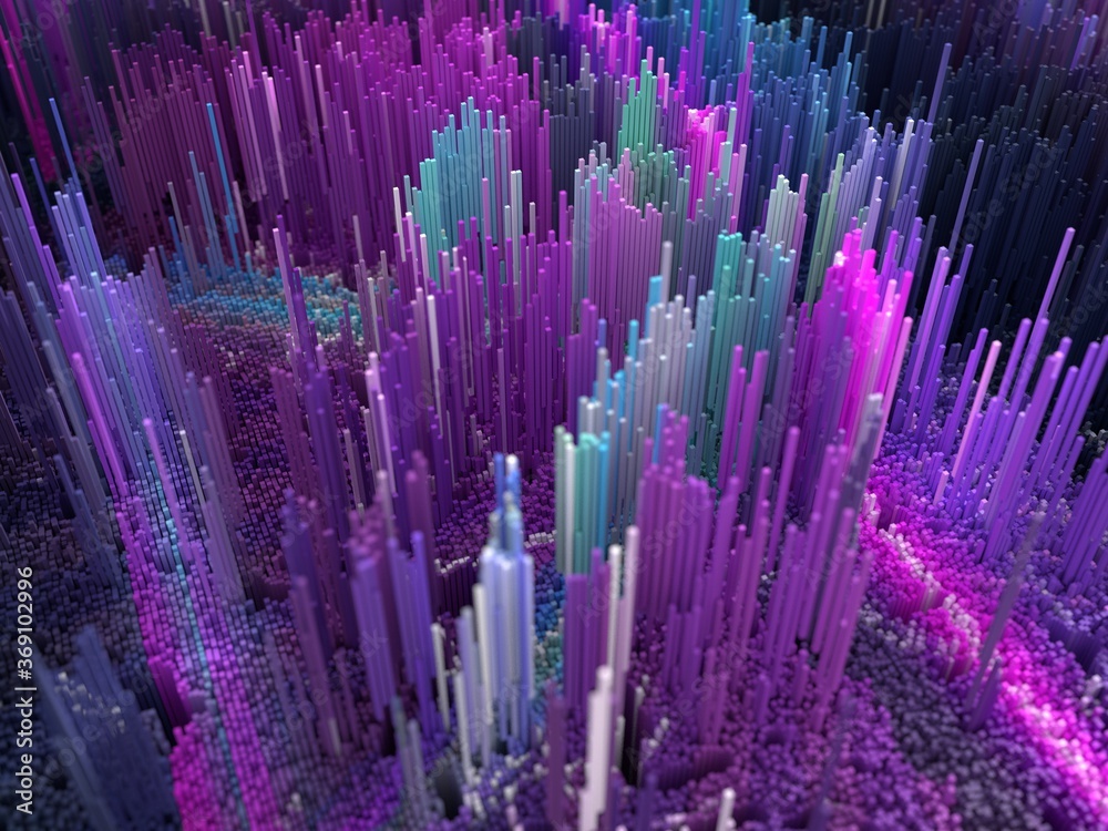 Abstract background of coloured crystals. 3d visualisation of data in ...