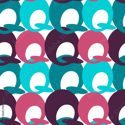 Vector seamless colorful pattern of upper case letter Q of English alphabet