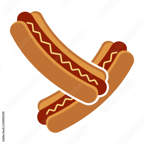 Hot Dog sausage or hotdog flat color icon for apps and websites