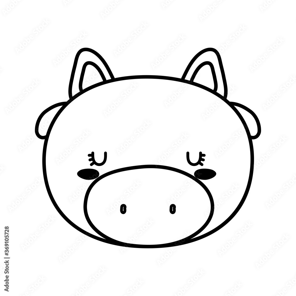 Cute cow face cartoon line style icon design, Animal zoo life nature and character theme Vector illustration Cute cow face cartoon line style icon design, Animal zoo life nature and character theme Vector illustration