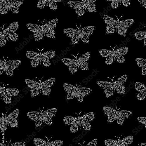 Seamless vector pattern of butterfly. Decoration print for wrapping, wallpaper, fabric, textile. Spring background.