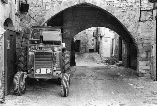 Rocabruna, Spain; August 15, 2017: tractor model 285, red old and strong tractor working photo