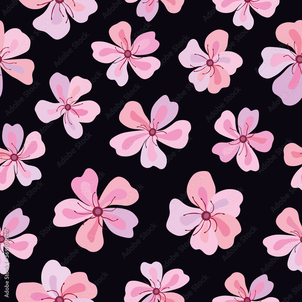 Seamless vector pattern of sakura flowers. Decoration print for wrapping, wallpaper, fabric, textile. Spring background. Seamless vector pattern of sakura flowers. Decoration print for wrapping, wallpaper, fabric, textile. Spring background.