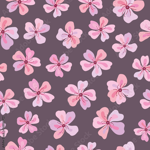 Seamless vector pattern of sakura flowers. Decoration print for wrapping, wallpaper, fabric, textile. Spring background. © Anna Sobol