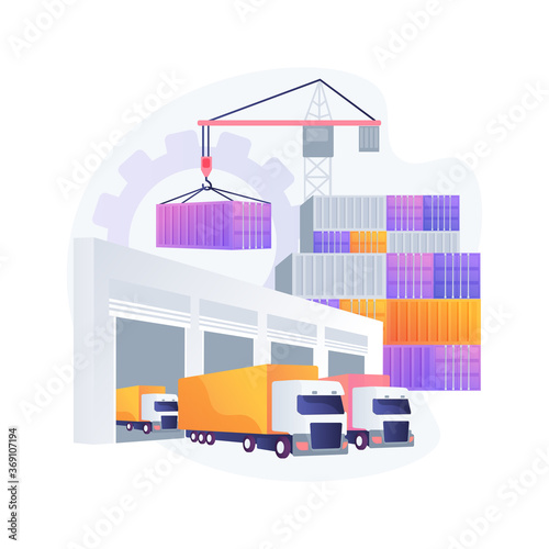 Logistics hub abstract concept vector illustration. Global logistics center, commercial warehouse, distribution hub, supply chain management, transportation cost optimization abstract metaphor.