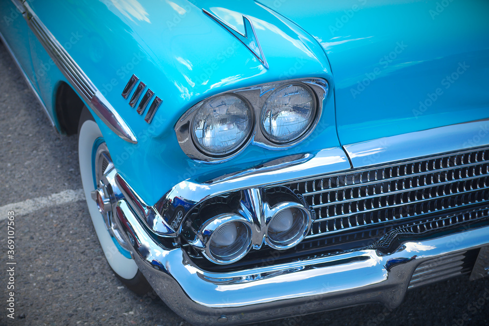 vintage car retro automobile chrome classic headlight 