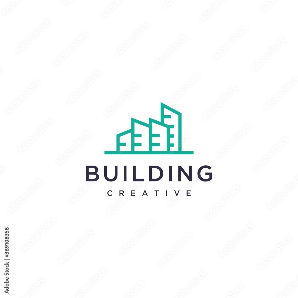 minimalist building logo made with lines.