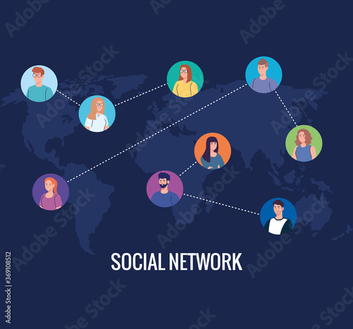 social media network, people connected for digital, interactive, communicate and global concept