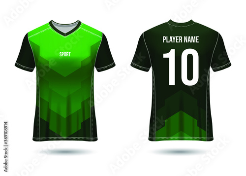 T-Shirt Sport Design. Soccer jersey mockup for football club. uniform front and back view. Template Jersey Design
