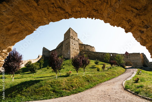 View from and rocky arch of a old castle