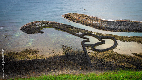 Twin Hearts Stone Weir in Qimei Township Penghu Taiwan
